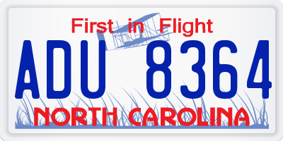 NC license plate ADU8364