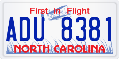 NC license plate ADU8381
