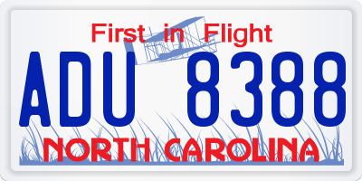 NC license plate ADU8388