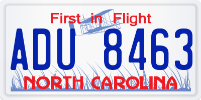 NC license plate ADU8463