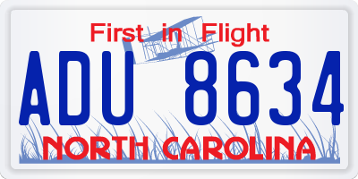 NC license plate ADU8634