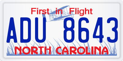 NC license plate ADU8643