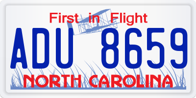 NC license plate ADU8659