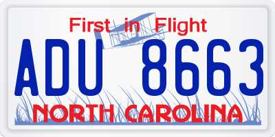 NC license plate ADU8663