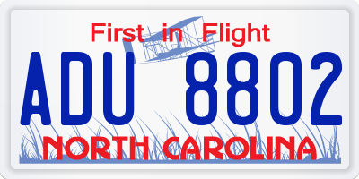 NC license plate ADU8802