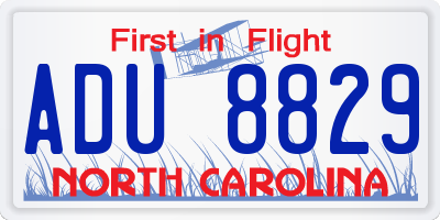 NC license plate ADU8829