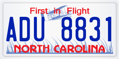 NC license plate ADU8831