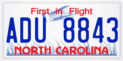 NC license plate ADU8843