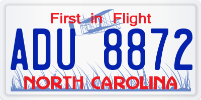 NC license plate ADU8872