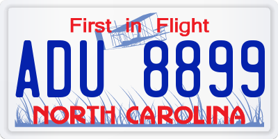 NC license plate ADU8899