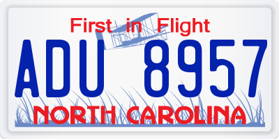 NC license plate ADU8957