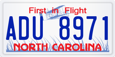 NC license plate ADU8971