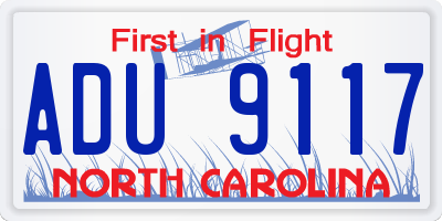 NC license plate ADU9117