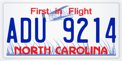 NC license plate ADU9214
