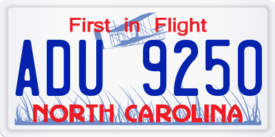 NC license plate ADU9250