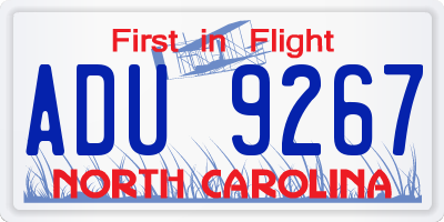 NC license plate ADU9267