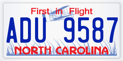 NC license plate ADU9587