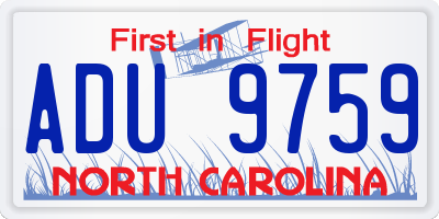 NC license plate ADU9759