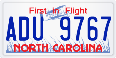 NC license plate ADU9767