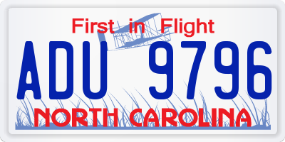 NC license plate ADU9796