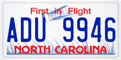 NC license plate ADU9946