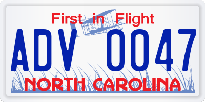 NC license plate ADV0047