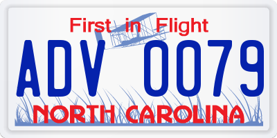 NC license plate ADV0079