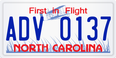 NC license plate ADV0137