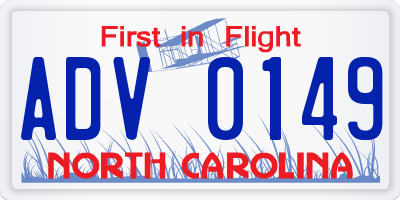 NC license plate ADV0149