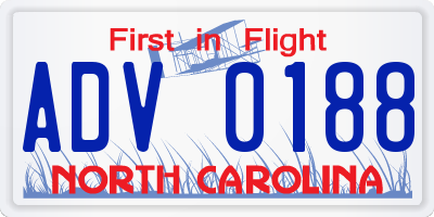 NC license plate ADV0188