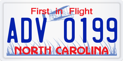 NC license plate ADV0199