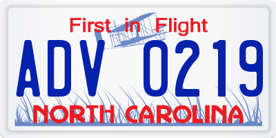 NC license plate ADV0219