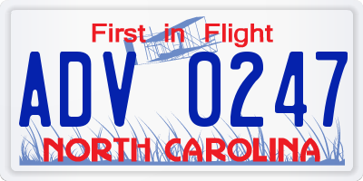 NC license plate ADV0247