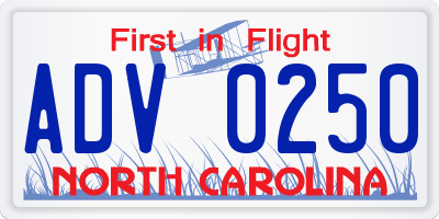 NC license plate ADV0250