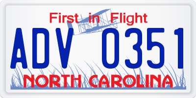 NC license plate ADV0351