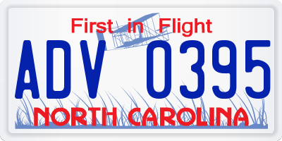 NC license plate ADV0395