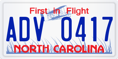 NC license plate ADV0417