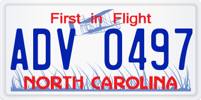 NC license plate ADV0497