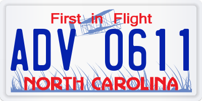 NC license plate ADV0611