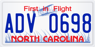 NC license plate ADV0698