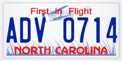 NC license plate ADV0714