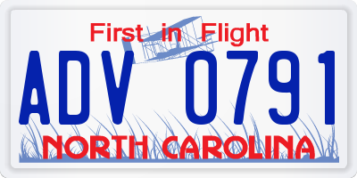 NC license plate ADV0791