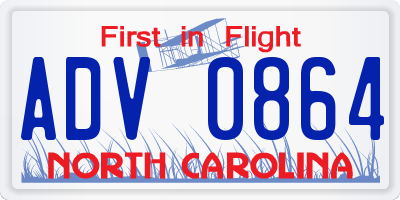 NC license plate ADV0864