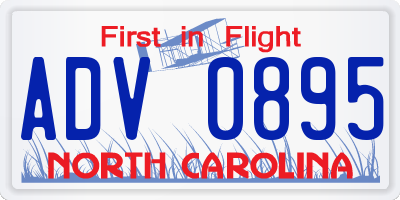 NC license plate ADV0895