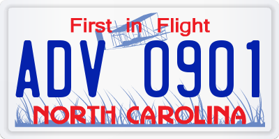 NC license plate ADV0901