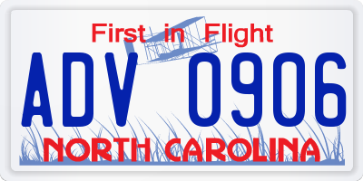 NC license plate ADV0906