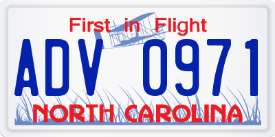 NC license plate ADV0971