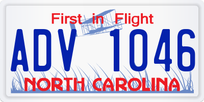 NC license plate ADV1046