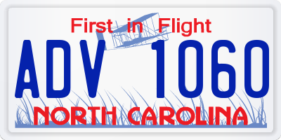 NC license plate ADV1060