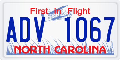 NC license plate ADV1067
